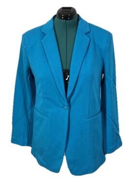 TEREA by Andrea Pitter Women's Blue Enamel Terry Knit Blazer Large NWT 2